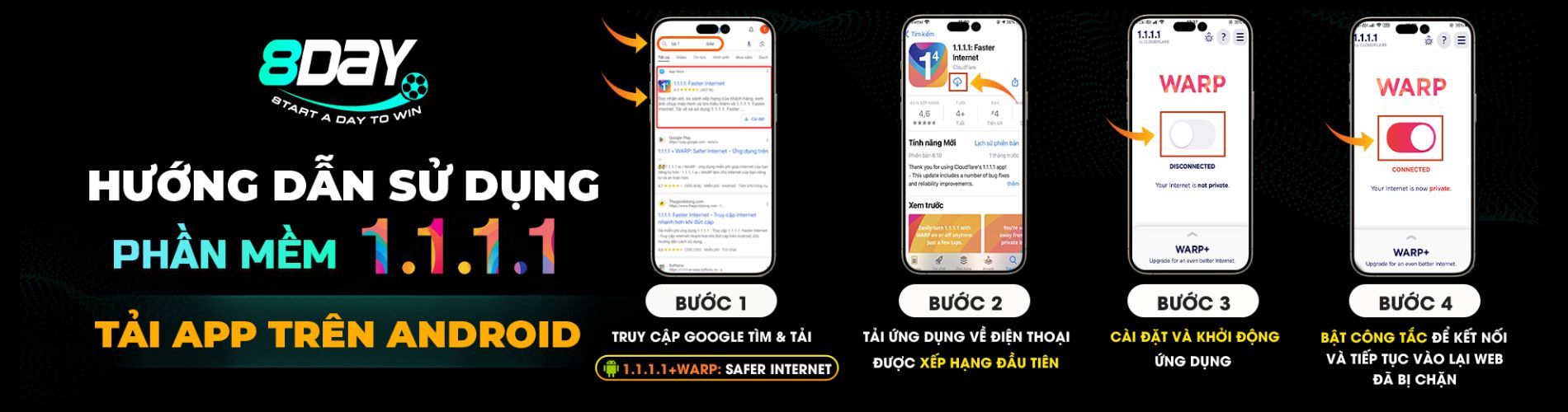 hướng dẫn cài đặt app 8DAY khi bị nhà mạng chặn